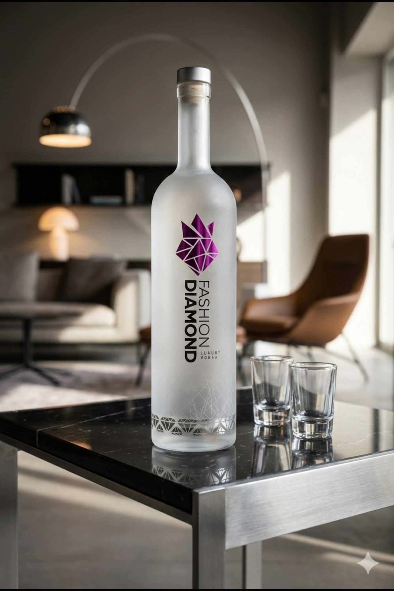 Bottiglia Fashion Diamond in ambiente lounge premium